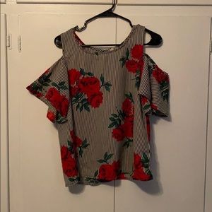 Stripped rose flowy shirt